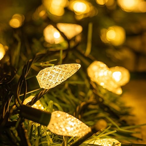 Miniatura 4 de Dazzle Bright C6 - Tira de luces de Navidad, 200 luces LED de 66 pies, impermeables, conectables con temporizador, 8 modos de luces de Navidad para