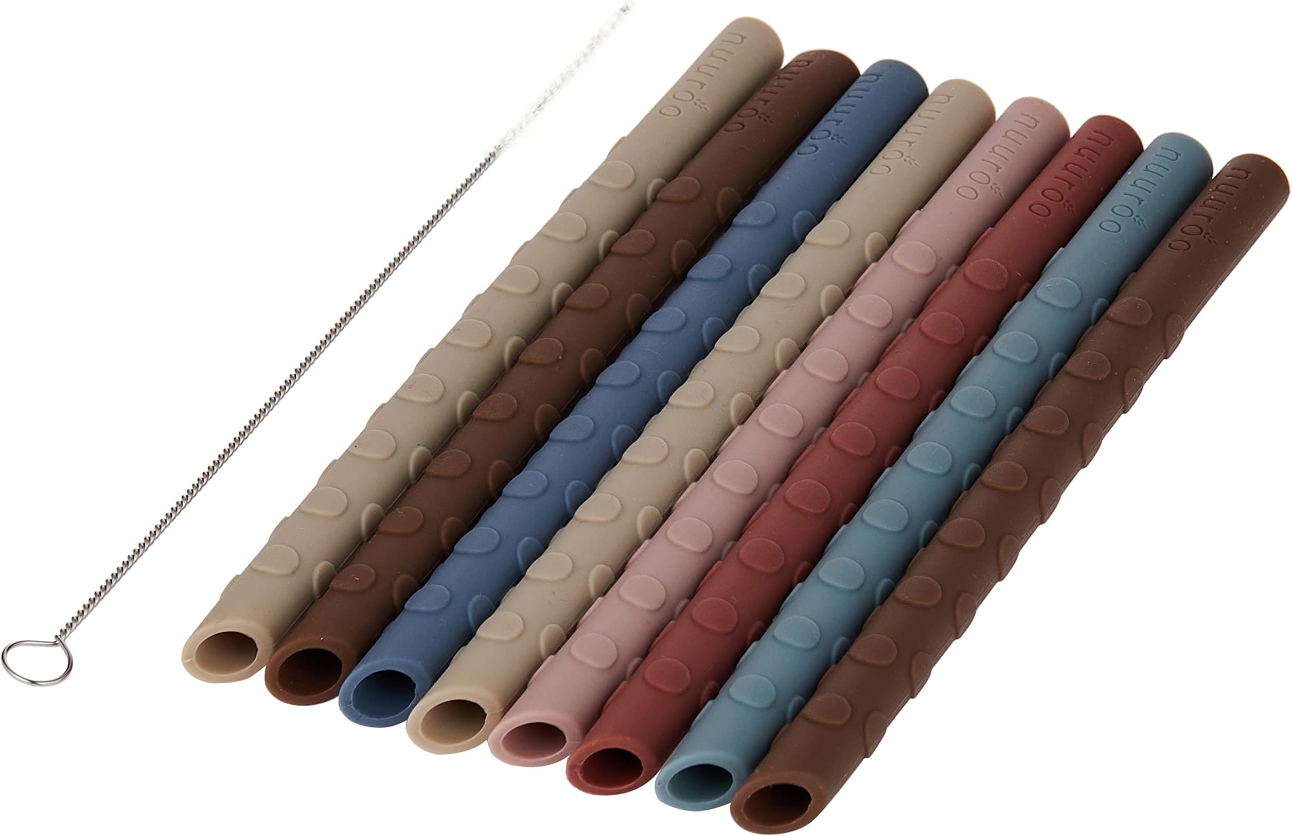 Nuuroo Ada Silicone Straw 8-Pack, 17 cm Length, Mix Colors