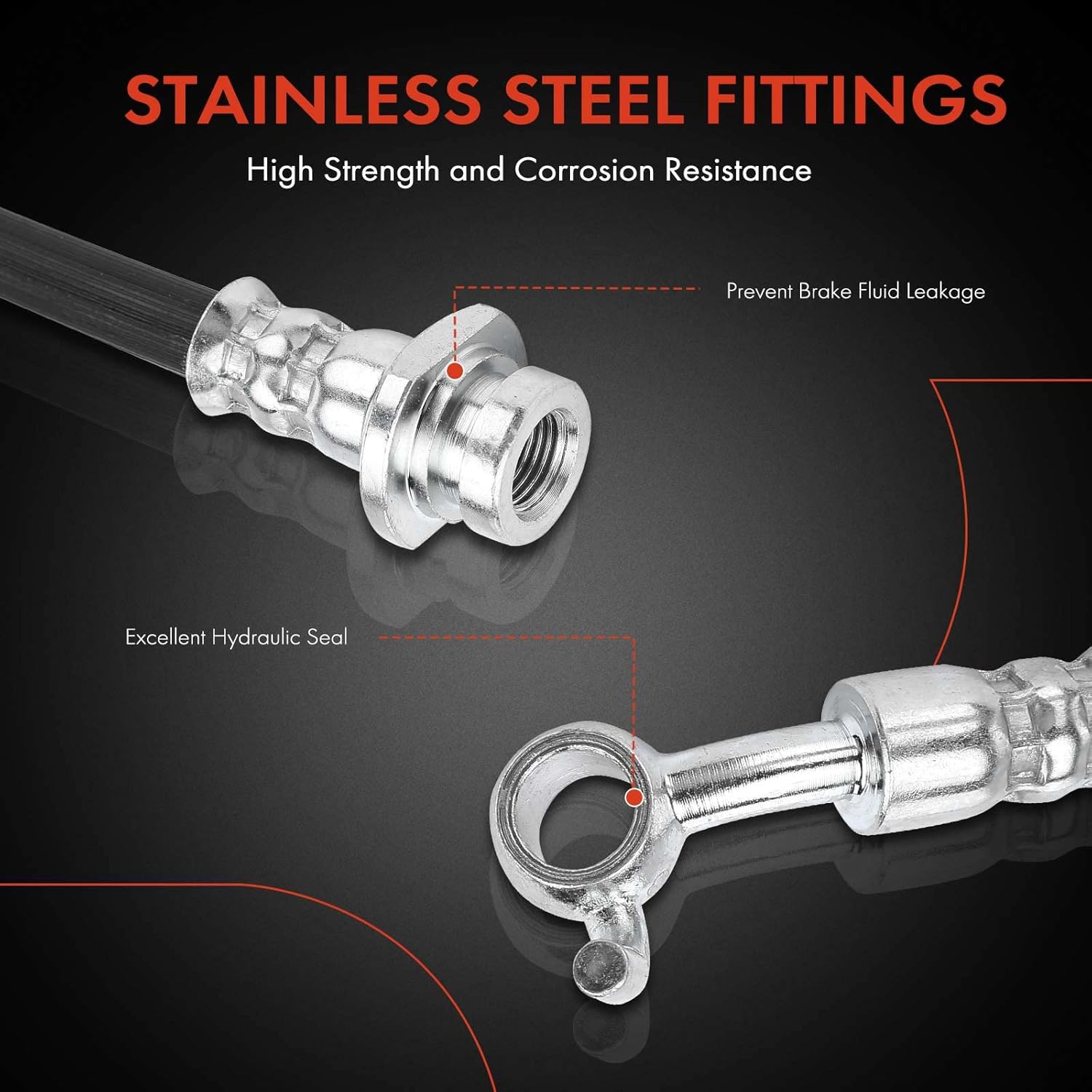 A-Premium Front Passenger Brake Hydraulic Hose Compatible with Select Nissan Models - Quest 2004 2005 2006 2007 2008 2009, 3.5L - Replace# 46210CK000