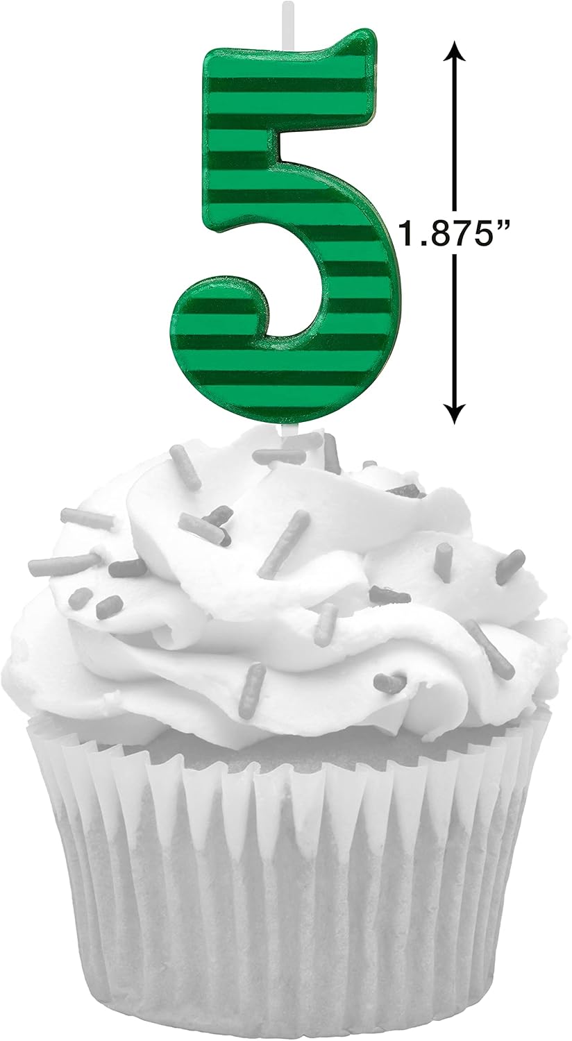 Papyrus Number 5 Birthday Candle, Green Stripes (1-Count) image 2