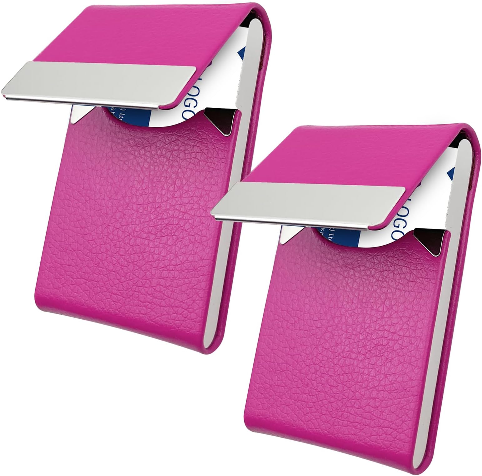 LeehoomRFID Blocking Wallet,2 Pack Business Card Holder PU Leather Multi Card Case, Credit Card ID Case with Magnetic Shut - Rose
