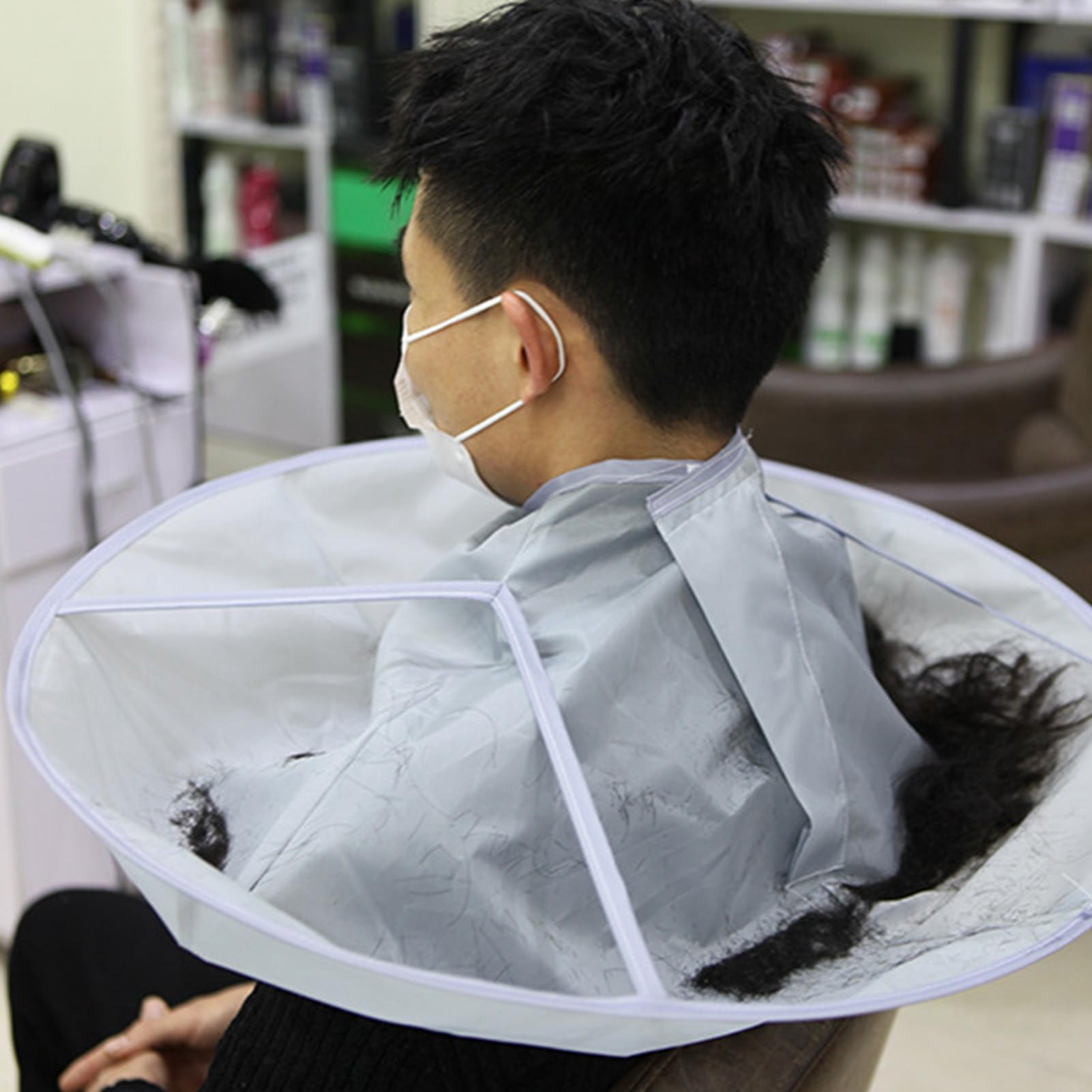 Hairdressing Cape for Adults Kids Lightweight Apron Reusable Hairdresser Cover Gray, #511 - Image 2