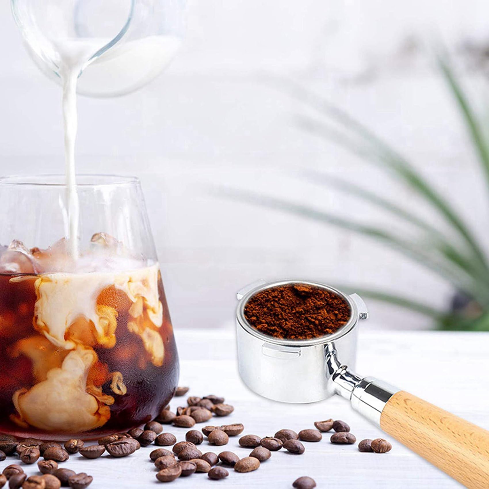 4 filtros de café sin fondo de 51 mm para EC680/EC685, soporte de filtro extraíble sin fondo con cesta de filtro