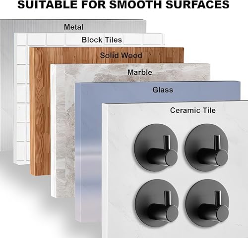 Miniatura 7 de Ganchos para toallas de baño (paquete de 4) ganchos adhesivos para toallas de ducha para ducha interior  Ganchos adhesivos de pared de baño para