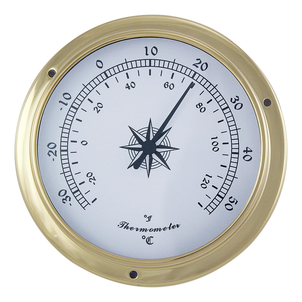 Termometro in ottone nautico, diametro = 12 cm, decorazione marittima