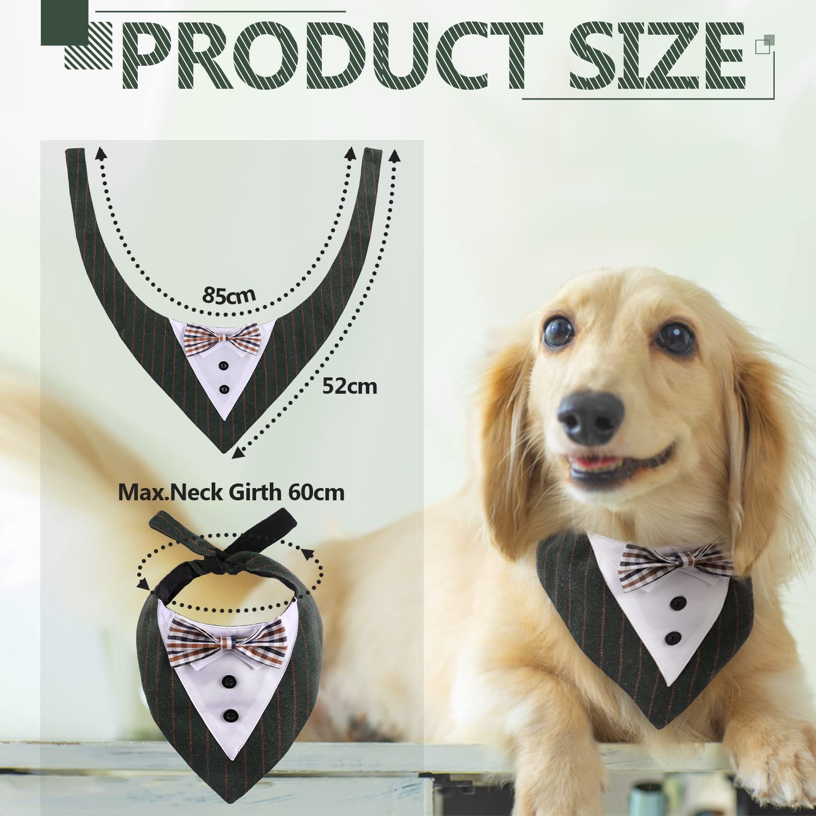 Collare Bandana Per Cani WANDIC | Con Papillon E Smoking | Regolabile Per Taglie Grandi | Per Occasioni Speciali - Foto 7