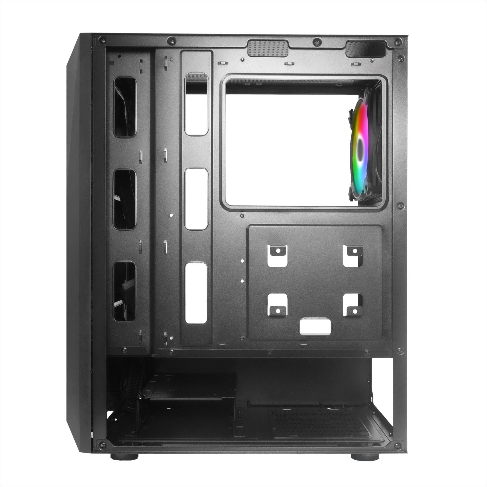 Nuwo Hoder T301 Boîtier Noir ATX pour PC de Bureau Gaming 0,50 mm SPCC Ventilateur ARGB adressable de 120 mm 3 x USB3.0/2.0 Avant ABS avec Bande LED et Panneau latéral en Verre trempé