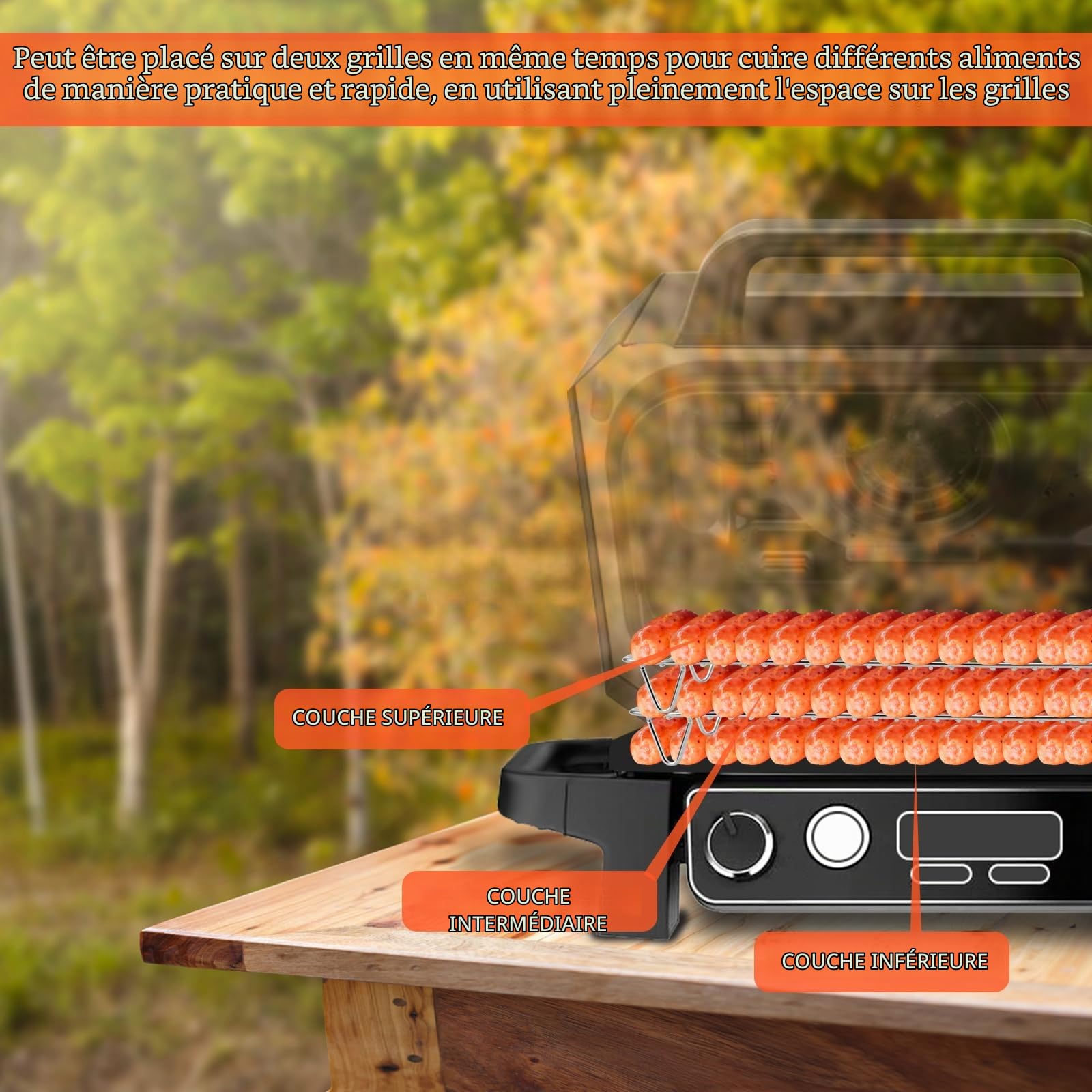 2 Pièces Grille pour Ninja Woodfire, Acier Inoxydable Antiadhésif Barbecue Cuisine Support de Gril Compatible avec Ninja Woodfire et Fumeur BBQ Camping Pique-Nique Accessoires de Gril