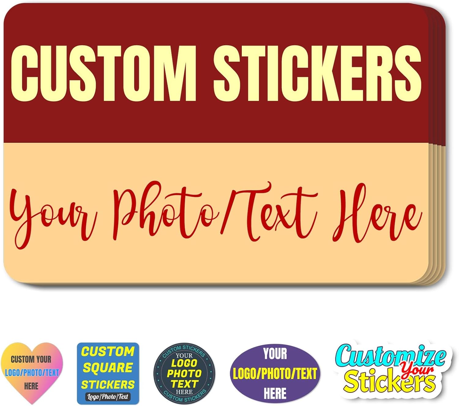 Custom Stickers Personalized Labels for Business Logo Customized Waterproof Stickers with Photo Text Picture Name for Wedding Birthday Party Make Your Own Stickers 50-300Pcs(Rectangle,5"x3")