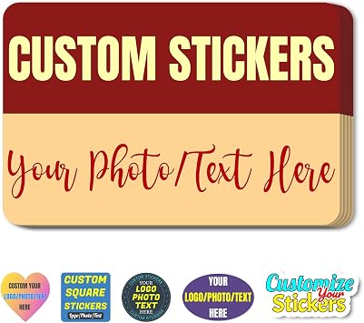 Custom Stickers Personalized Labels for Business Logo Customized Waterproof Stickers with Photo Text Picture Name for Wedding Birthday Party Make Your Own Stickers 50-300PcsRectangle,1.5"x1"