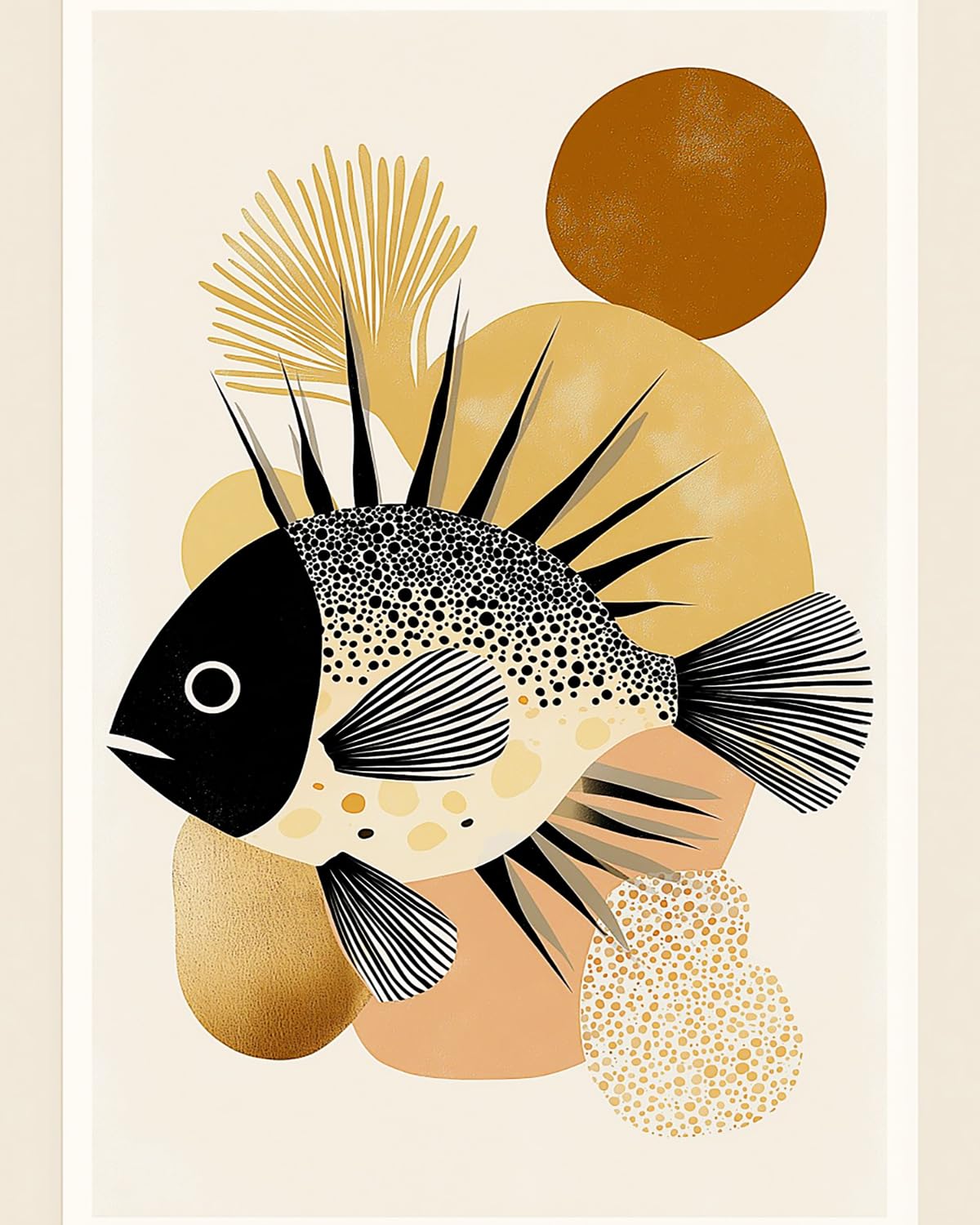 Liubaishi Black, Gold, Beige Paint By Numbers For Adults, Black Spotted Shadow Fish, 40X50 Cm Acrylic Canvas Kit With Brushes And Paints