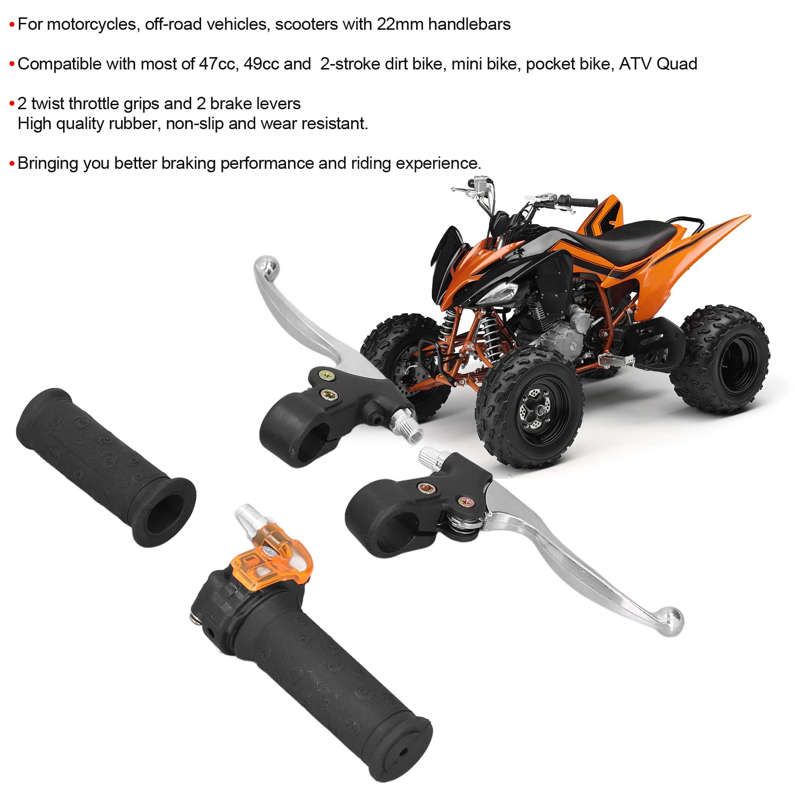 OUKENS Set leve freno frizione, moto universali 22mm Sinistra Destra Twist Manopole Acceleratore Acceleratore Kit per 47cc 49cc 2 Tempi Dirt Bike