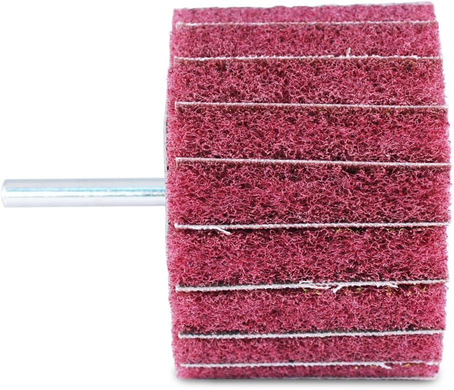 BHA Mounted Interleaf Flap Wheels for Sanding and Finishing, 3” x 2” x 1/4”, Red (Medium) - 5 Pack : Industrial & Scientific