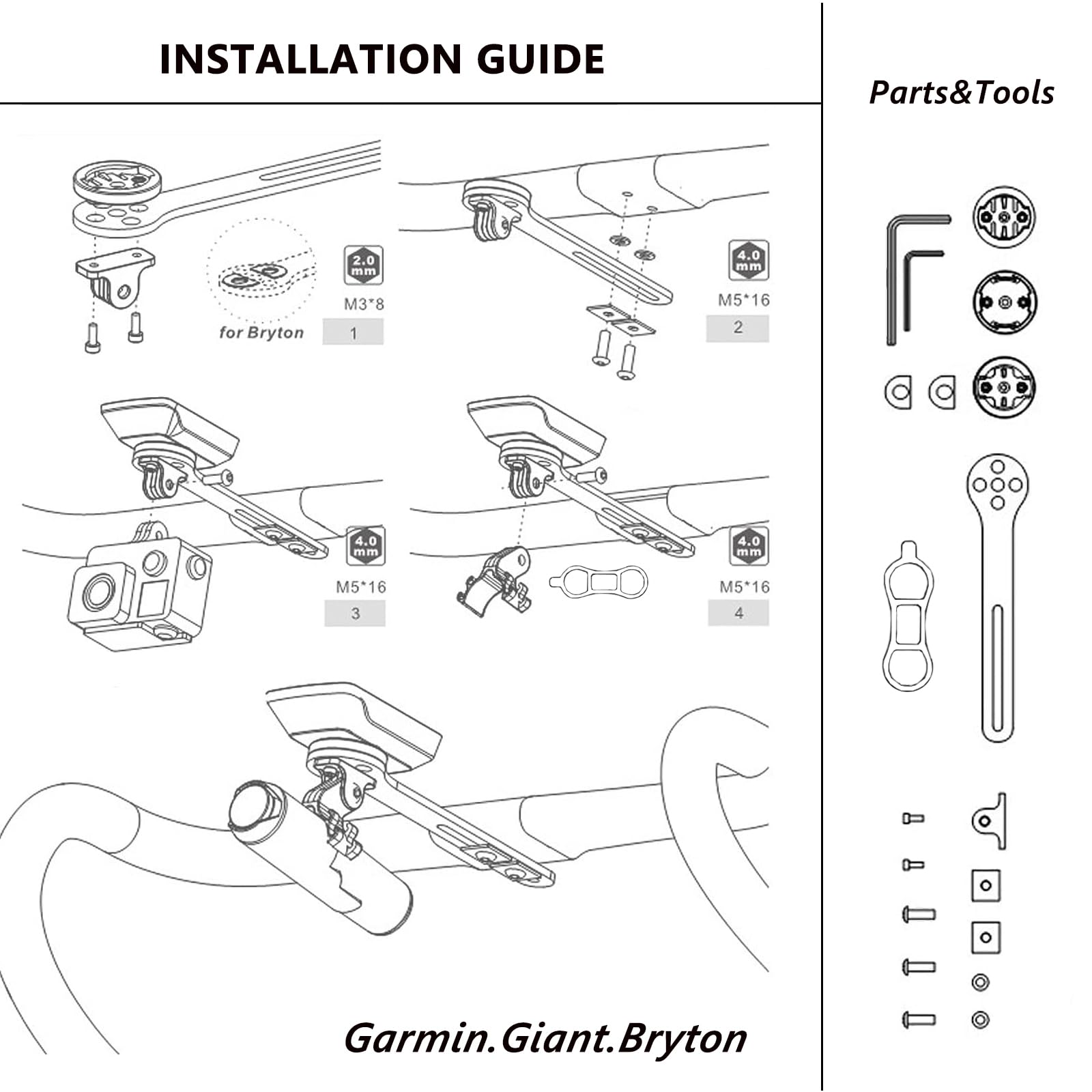 Support GPS Intégré VTT Avant, Support Garmin Compatible Garmin Edge & Varia, Wahoo, Bryton et Cateye, Fixation Ordinateur de Vélo pour Guidon