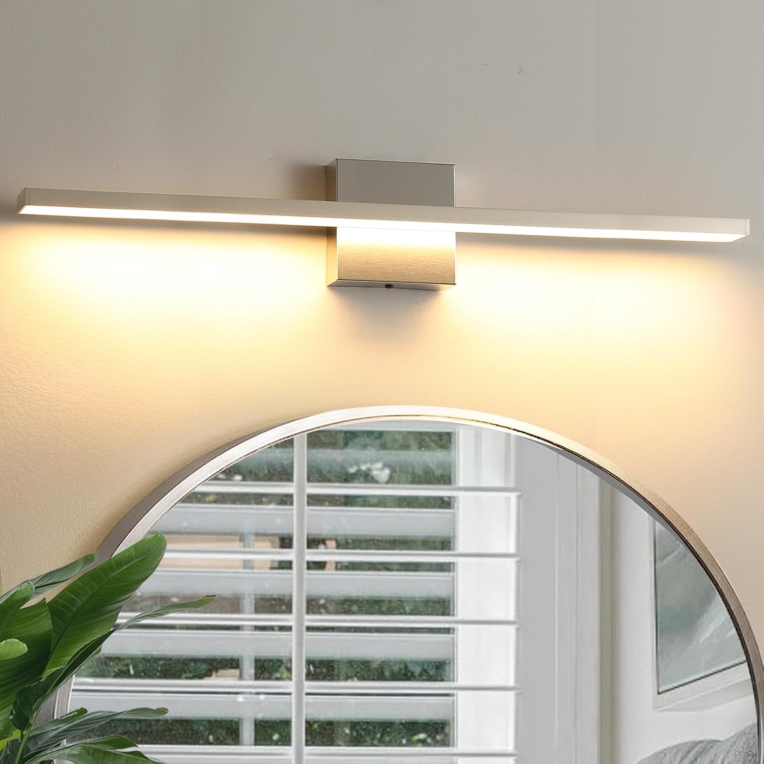 Bathroom Light Fixtures Over Mirror, 32 Inch Brushed Nickel Bathroom Vanity Light, LED Modern Wall Sconce 3000K Bar Vanity Lights for Bathroo