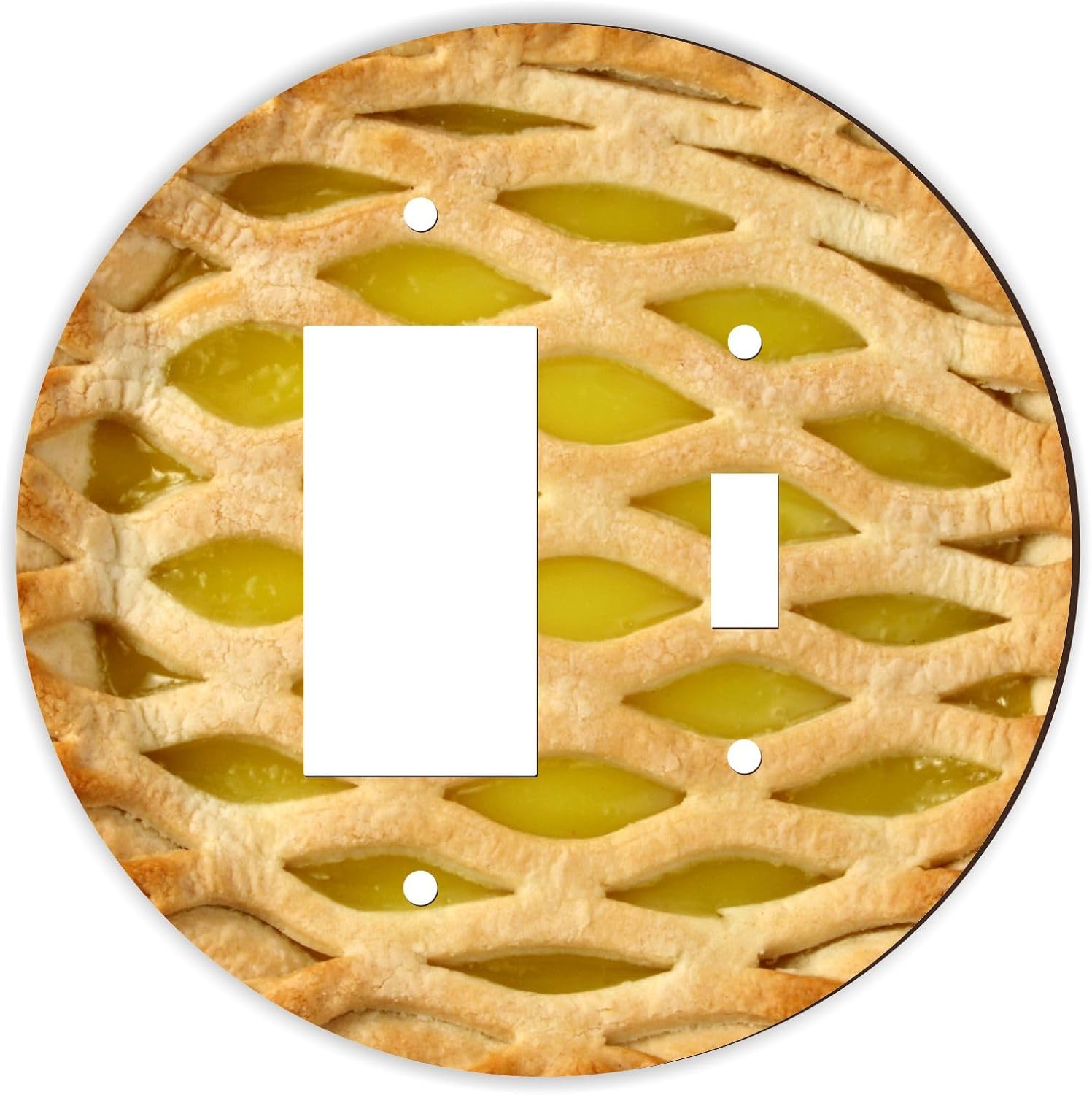 Pie with Yellow Jelly Filling Design - Round GFI Toggle Switch Plate Cover, Decorative Wall Plate, Flat Masonite Wood with Glossy Finish, Modern Electrical Cover
