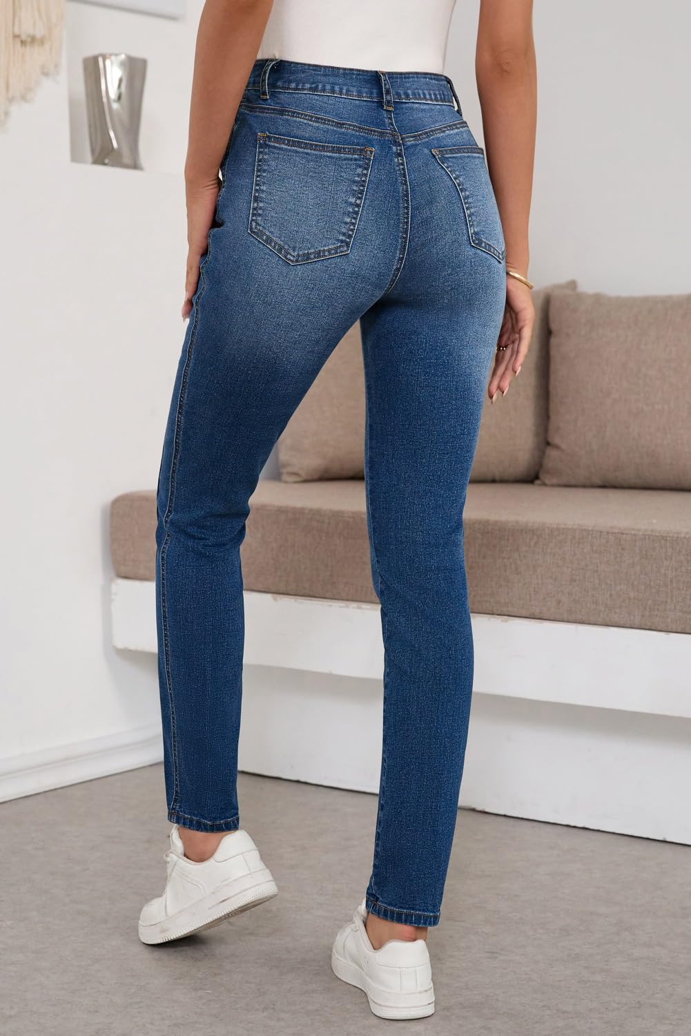 SHEWIN Women's Skinny Jeans Stretchy High Waisted Denim Jeggings Size 4-18 - Image 5