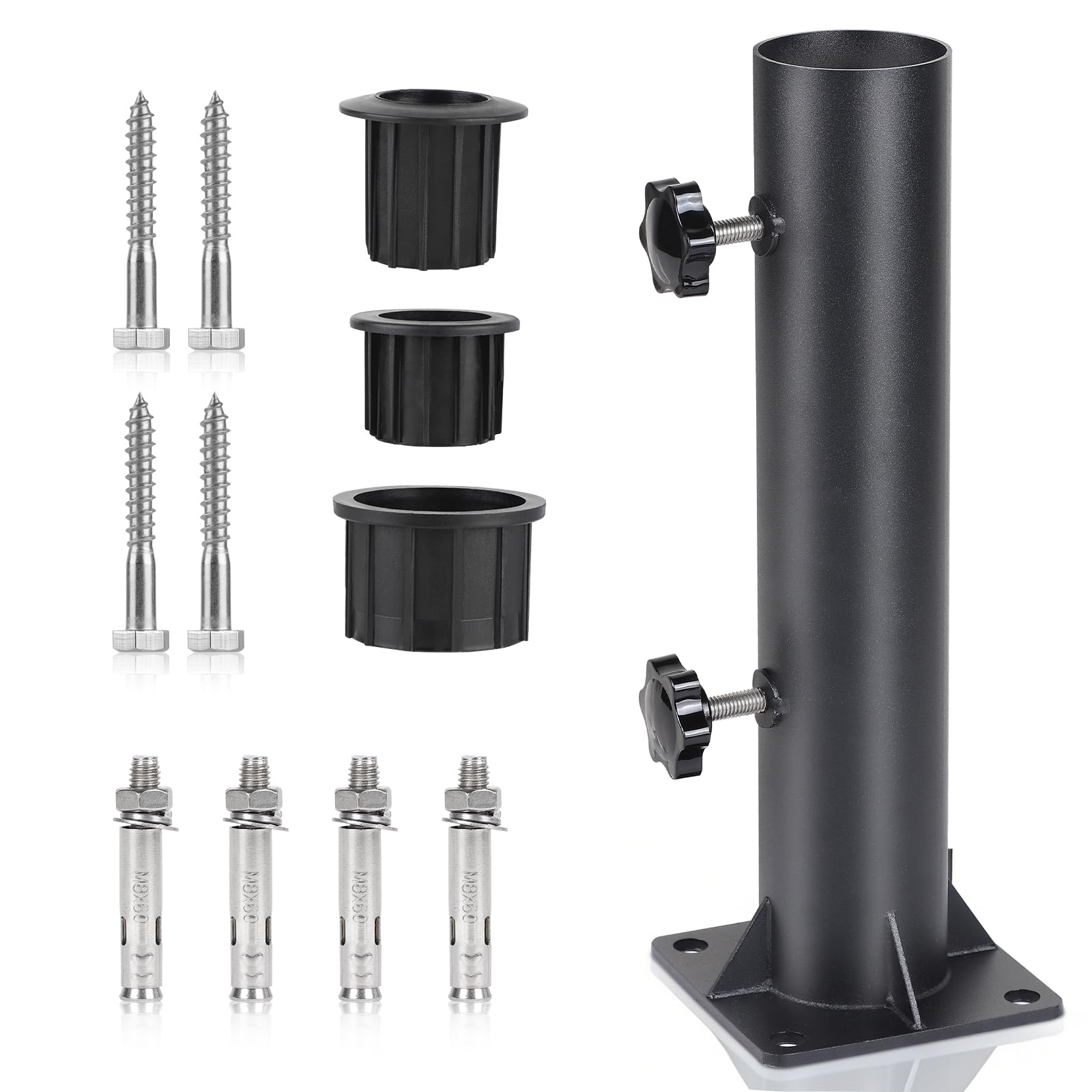 Soporte de sombrilla ajustable con tubo de 57 mm y clavos de acero efuturetime