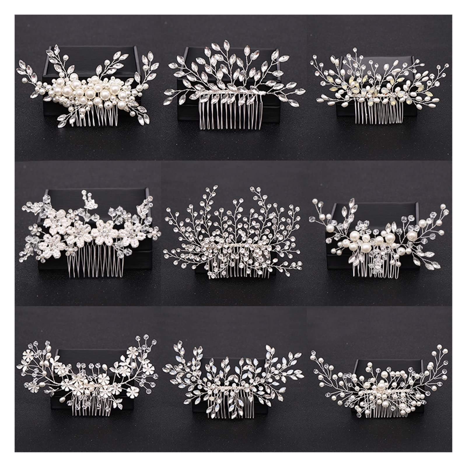 Argent Couleur Perle Cristal de Mariage Cheveux Peignes Accessoires for Les Fleurs nuptiales de Fleur de Fleur Femmes Ornements de Cheveux de la mariée Bijoux