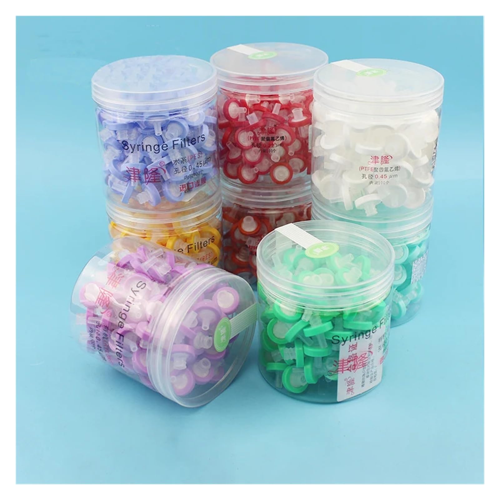 100 Stück/Box Einweg-Nadelfilter 13 mm/25 mm MCE/Nylon/PTFE, 0,22/0,45 µm Millipore-Membran-Spritzenfilter Laborausrüstung(25mm 0.45um PTFE)