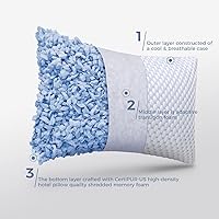 Vista 4 de OSBED Almohada refrescante de espuma viscoelástica triturada, tamaño estándar, loft ajustable con cuentas de gel y funda de Tencel transpirable