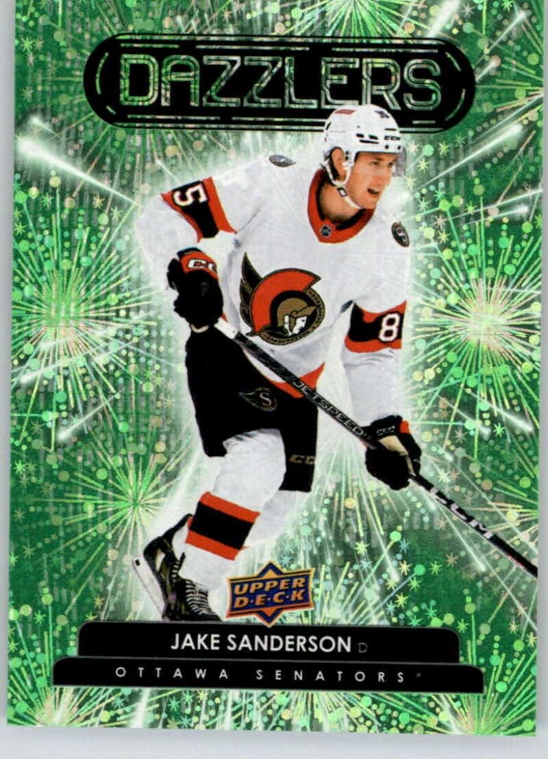 2022-23 Upper Deck Series Two Dazzlers Green #DZ-77 Jake Sanderson Ottawa Senators Official NHL Hockey Card in Raw (NM or Better) Condition