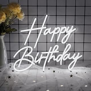 Happy Birthday Neon Sign for All Birthday Party Decoration Backdrop