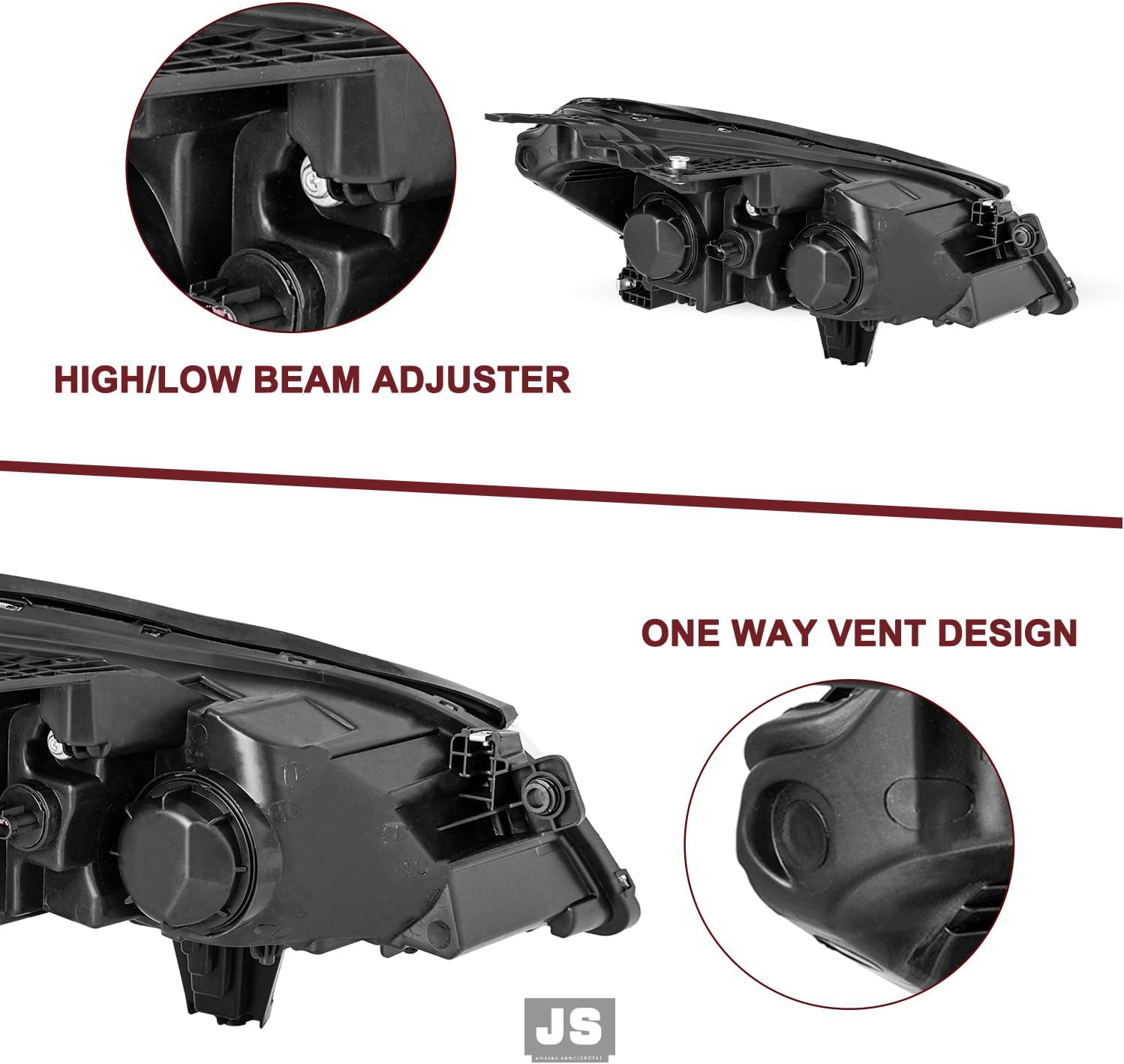 JSBOYAT Fits for 2009-2012 Chevy Traverse LS | LT Headlight Assembly Halogen OE Style Factory Driver Left Side Headlamps No Fog Front Lamp Bulbs Included
