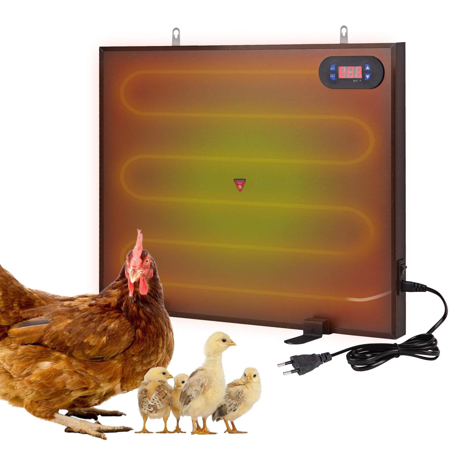 Ogrzewanie kurników na zimę, 2 x 100 W, ogrzewanie dla kurcząt, z niezależnym przełącznikiem i kablem sieciowym, dwustronna, energooszczędna płyta grzewcza z termostatem do żelu drobiowego