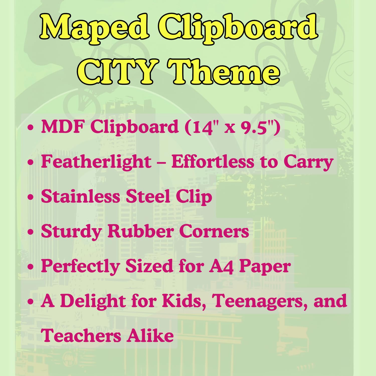 Maped Kit per esami da 12 pezzi (tema città), portablocco di alta qualità e matite scure in legno, prodotti di alta qualità, blocco per esami per studenti, ideale per studenti scolastici, kit
