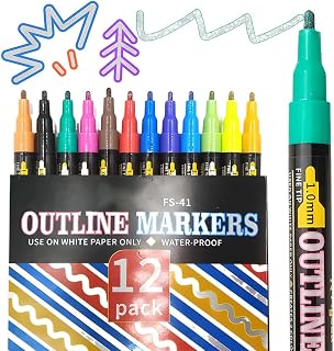 Illuminateupon Marker Pen for Highlight, Dual Lines Glitter Markers, Multi Color Marker Pen for Highlight, Cute Highlighters Pastel for School, Office Study Supplies (12)