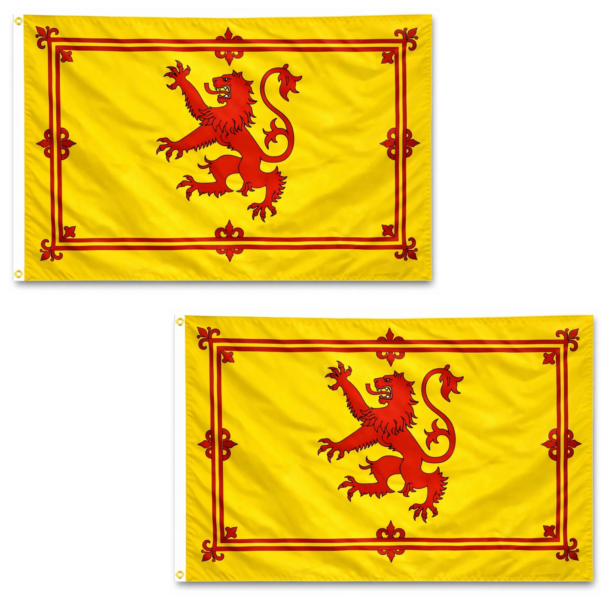 2 Pcs Scotland Rampant Lion Flag 5ft x 3ft with Brass Eyelets โ Polyester Scottish Flag Banner for Highland Games, Rugby Matches, Home & Garden Display โ image 1