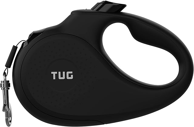 TUG 360° Tangle-Free Tiny Retractable Lead - for Small Dogs & Cats (Black)