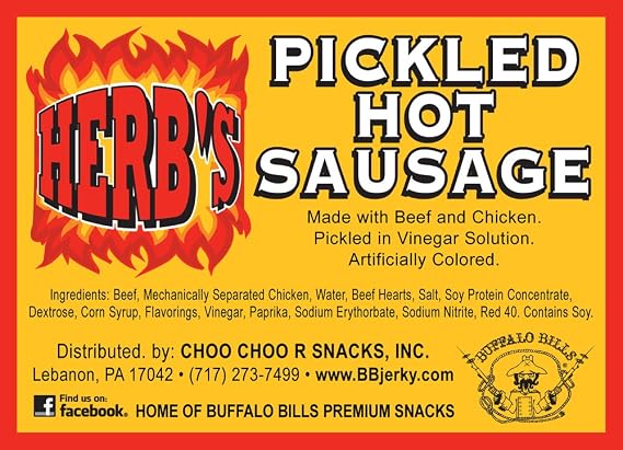 Herbs Pickled Hot Sausages 0.7oz Individually Wrapped - 24-ct Pickled Hot Sausages Per Cup
