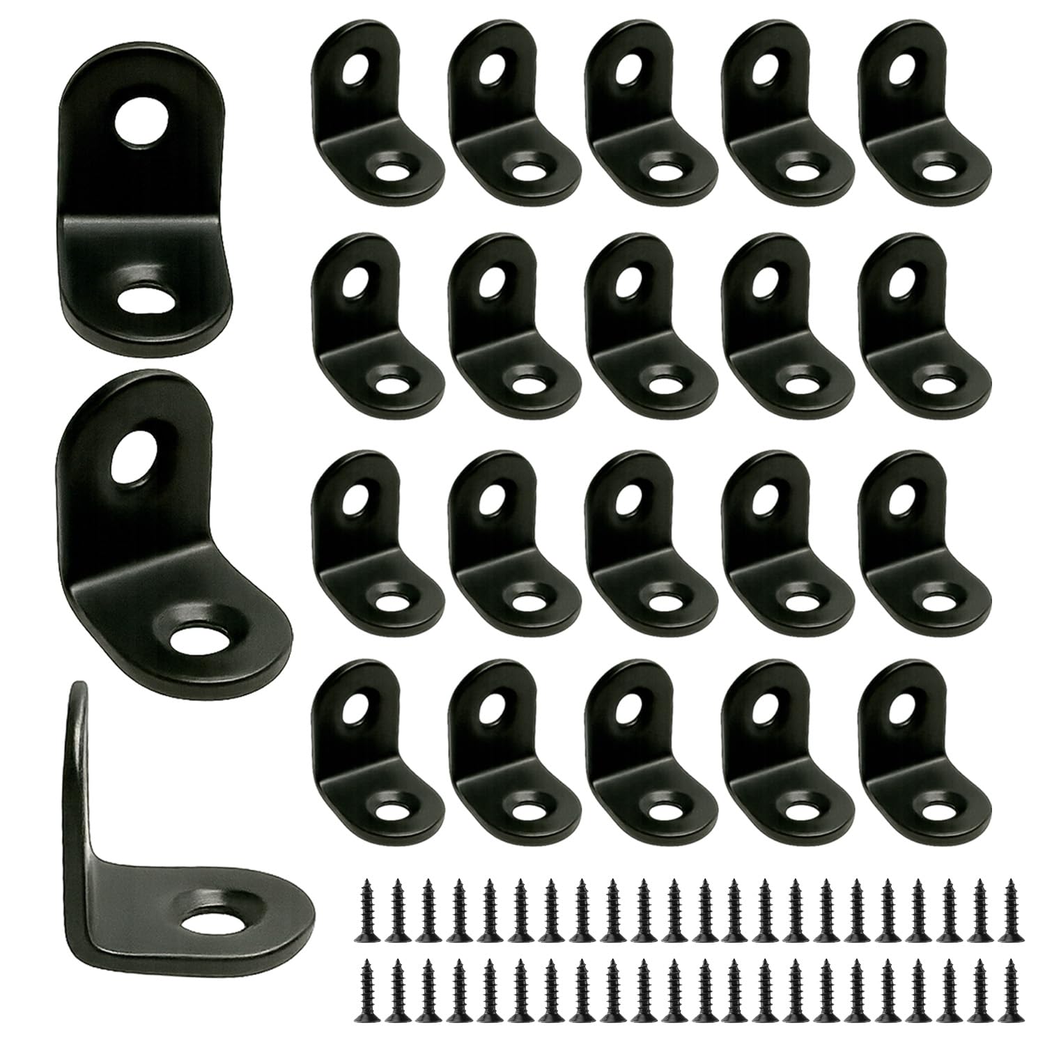 Omideas Black 20 X Angle Brackets (20 X 20 X 16) 90 Degree L Shaped Corner Brace Bracket For Wood Fixing Joining Repairing Furniture Shelves Stainless Steel Color Support Connector With Screws