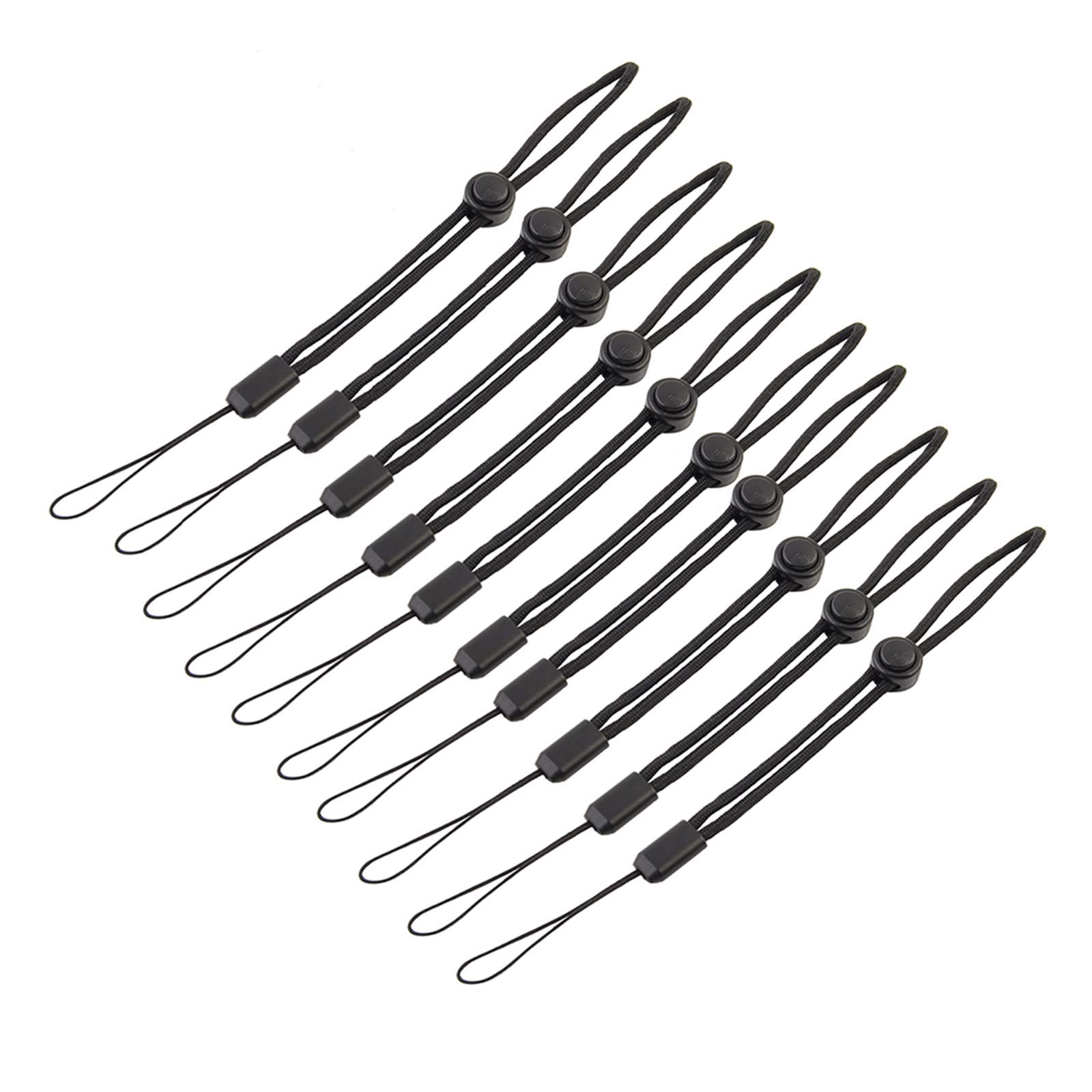Dongker Black 10Pcs Hand Wrist Strap Lanyard, Adjustable Phone Strap Wrist W/Push Button For Flashlight Cellphone Cameras Keychain Keys Phone Prevent Lost