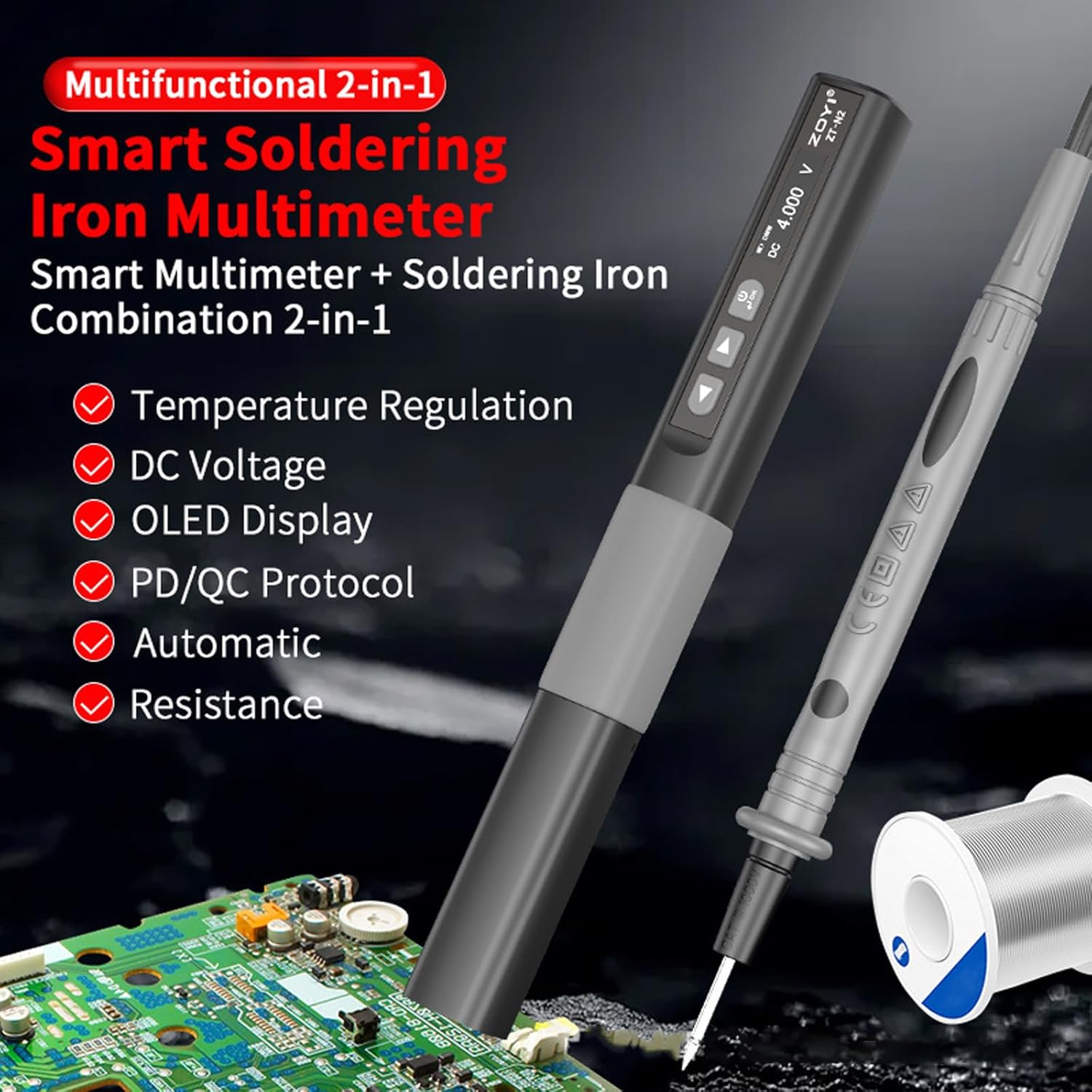 Electric Soldering Iron 96W Adjustable Constant Temperature 100-450℃ Fast Heat Portable Soldering Iron Station Kits Adjustable Temperature Soldering Tool