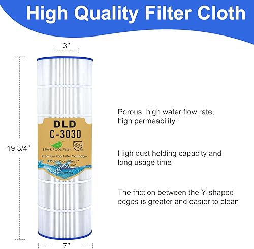 Miniatura 3 de DLD Cartucho de filtro de piscina C3030 de repuesto Hayward SwimClear C3030, C3020, C3025, Reemplazar Pleatco PA81, Hayward CX580XRE, Unicel C-7483L