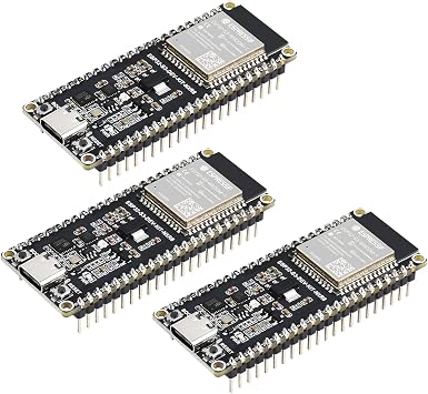 Waveshare 3PCS ESP32-S3 Microcontroller 2.4GHz Wi-Fi Development Board Onboard ESP32-S3-WROOM-1-N8R8 Module Dual Core Processor Supports ESP-IDF MicroPython with Pre-Soldered Header Version