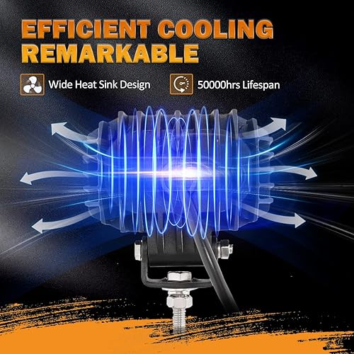 Miniatura 6 de Auxbeam Cápsula LED de 4 pulgadas, luz cuadrada con 5050 luces LED blancas de inundación, luz antiniebla con arnés de cableado para Jeep Wrangler