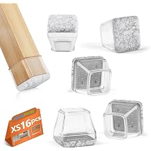 BAIPOK 16Pcs Square Chair Leg Floor Protectors with Thickened Felt Pads