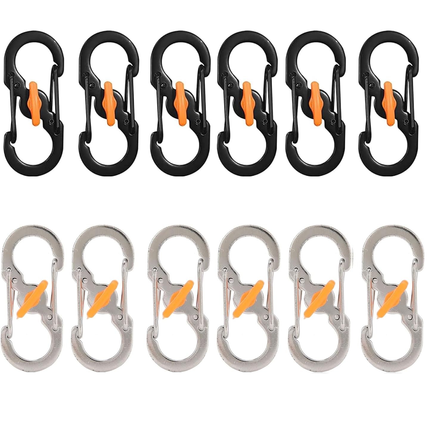 12 Pcs Mini S Carabiner Clips, Stainless Steel Locking Snap Hooks,