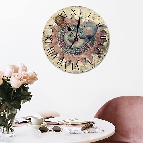 Miniatura 98 de ArogGeld Reloj de pared con diseño de estrella de mar antigua francesa, de cloruro de polivinilo, con números romanos, de 10 pulgadas, funciona