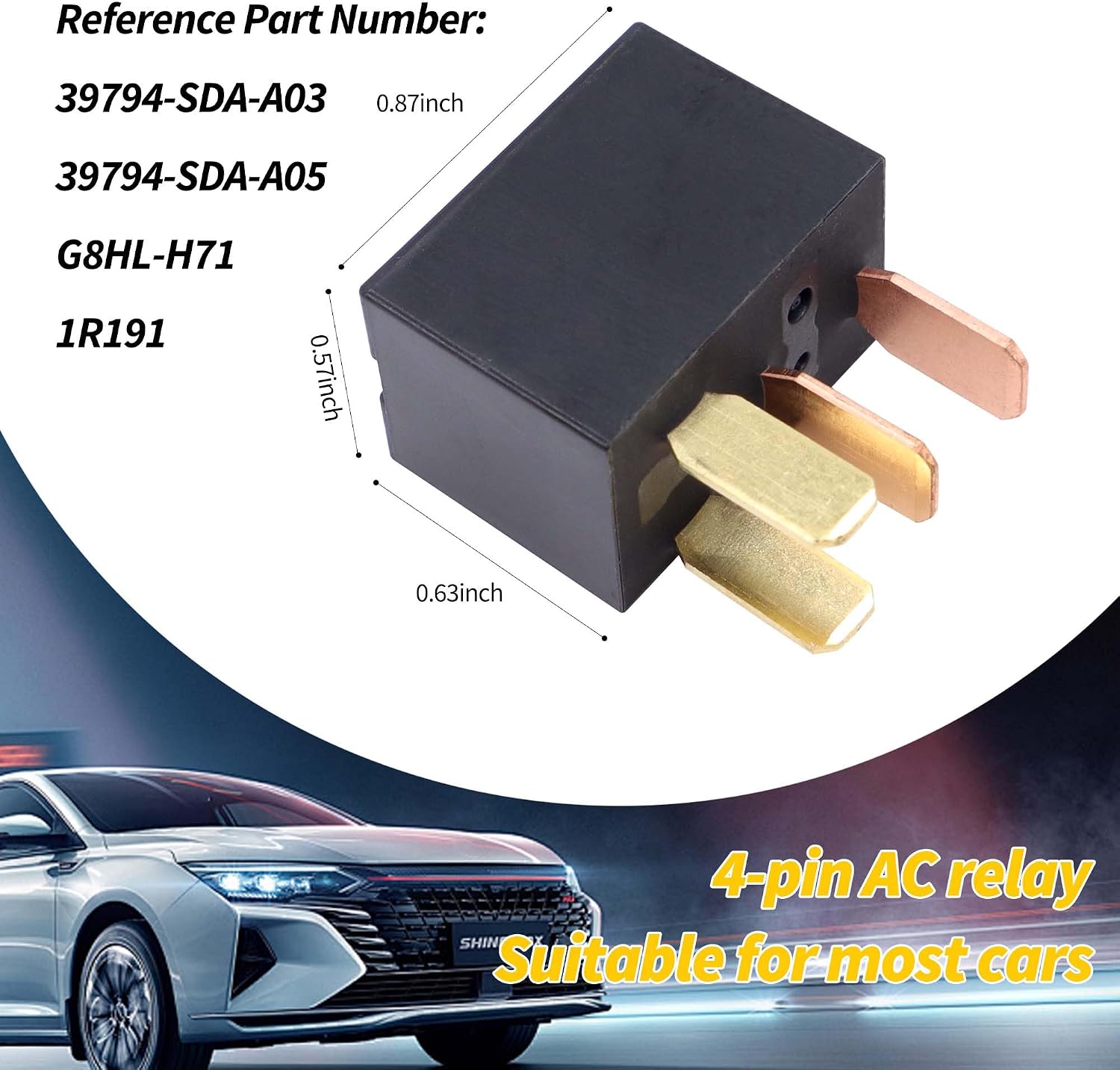 HiSport G8HL-H71 Relay 4 Pins Power Relay Assembly AC Starter Relays 39794-SDA-A03 39794-SDA-A05 Compatible with Accord Civic CR-V CR-Z Crosstour Element Insight Odyssey Pilot Acura TL TSX MDX, 4PCS