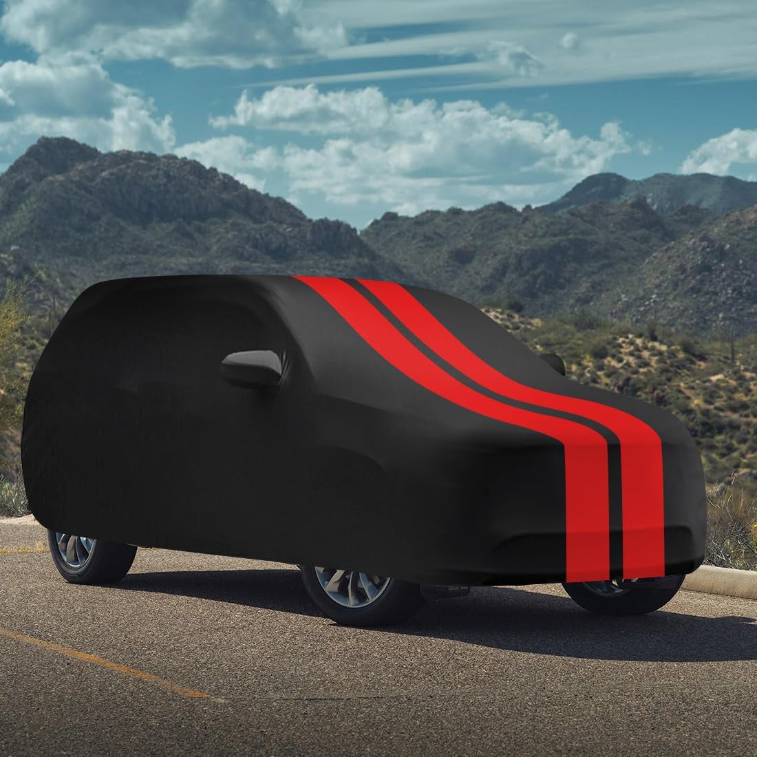 TECTICO SUV Elastic Car Cover,SUV Car Covers for Automobiles All-Weather Waterproof, Breathable Full-Exterior Covers for Indoor and Outdoor Use with Zippered Carry Pouch