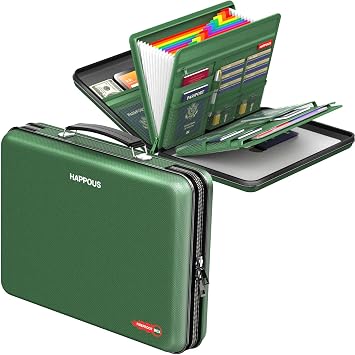 Fireproof Document Organizer, Fireproof Document Box | Portable Hard-Shell Fireproof Document Organizer Storage for Documents Laptop Passports Cards Green