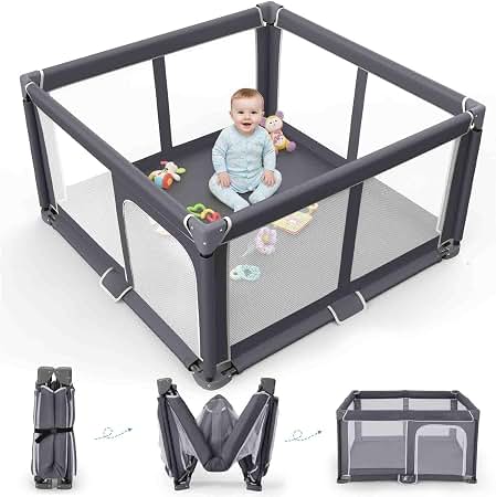 Maxi-Cosi Swift Baby Playard with Mat, Baby Playpen, Play Yard with Bassinet, Portable Playpen for Babies and Toddlers, Classic Graphite