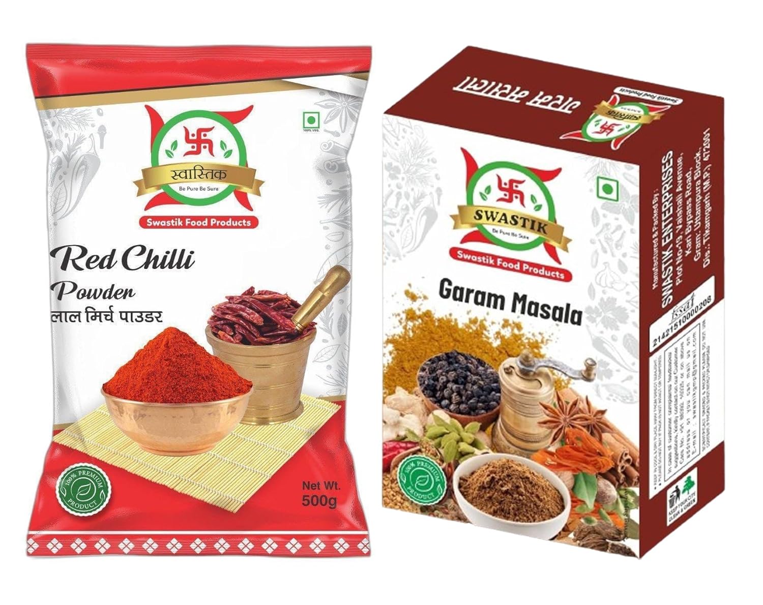 SWASTIK 100 Natural Red Chilli Powder and Garam Masala Chemical Free