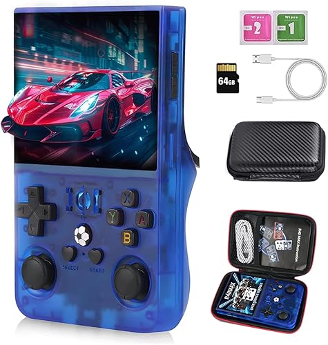 R36MAX - Consola de juegos retro de mano, preinstalada más de 18,000 juegos, tarjeta TF de 64 G y emulador de 30 emuladores de pantalla IPS de 4.0