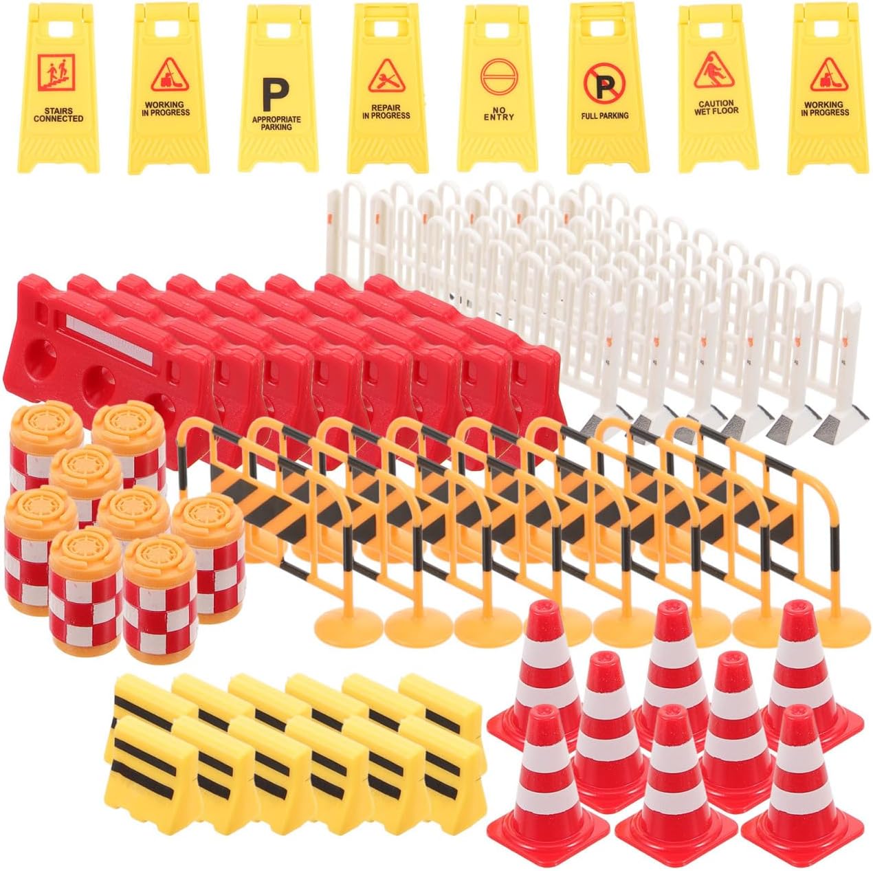 ibasenice 62 PCS Mini Traffic Signs and Construction Road Sign Playset | Plastic Traffic Cones, Barriers and Barricades for Pretend Play, Classroom Traffic Learning, City Layouts and Dioramas